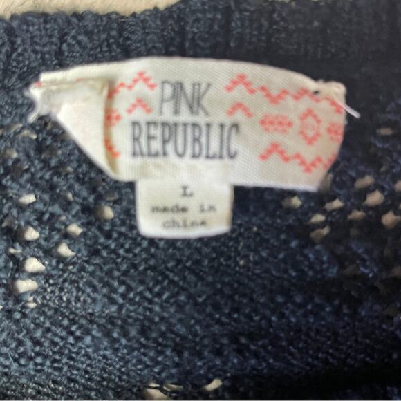 Pink Republic sweater see thru loose knit black comfy top size large - Picture 3 of 3